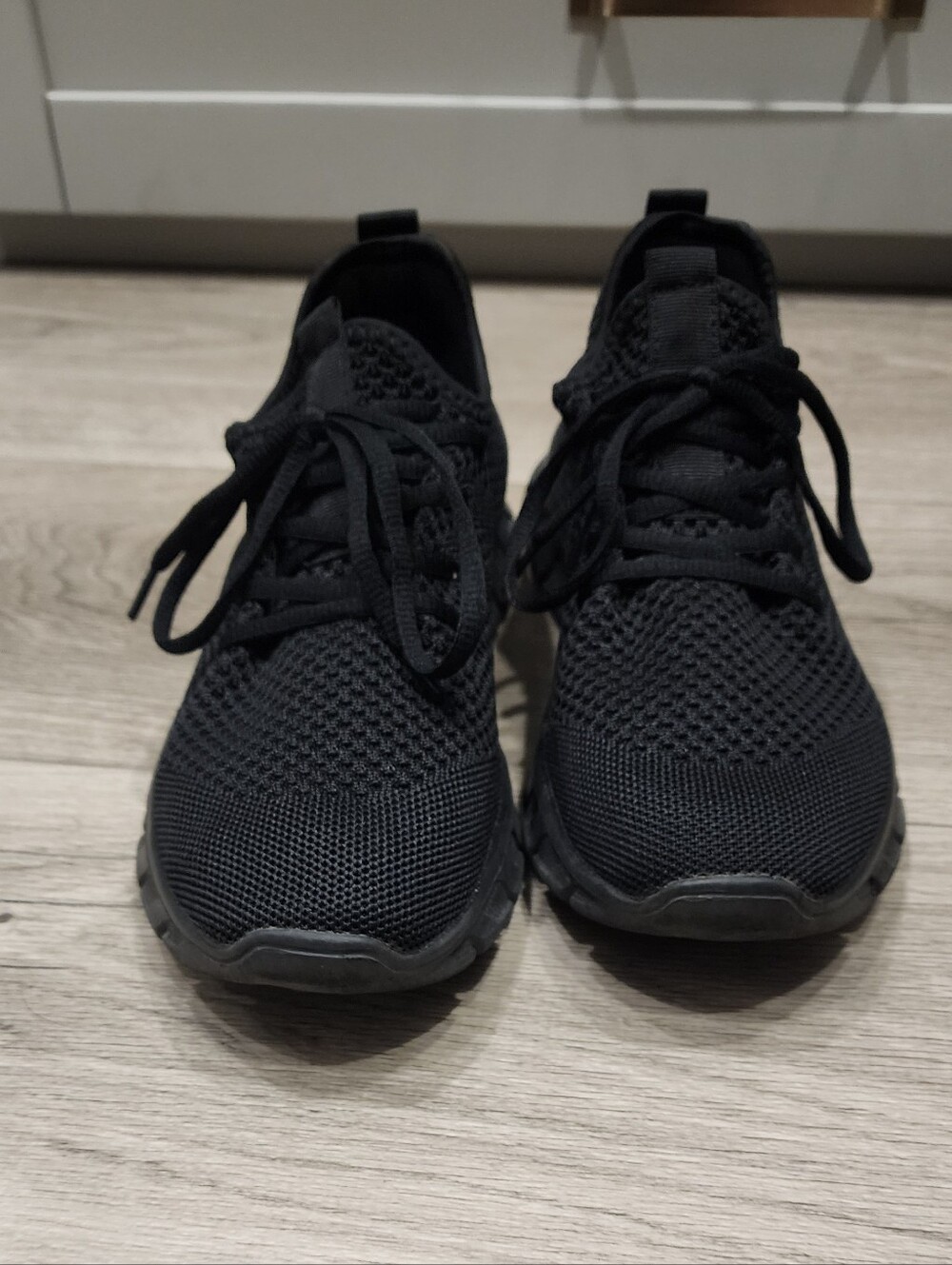 Like New! All-Black Lightweight Knit Sneakers - Picture 6 of 8